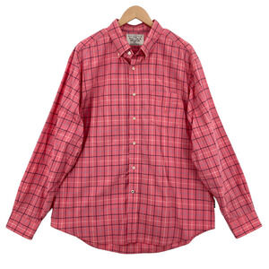 Nautica Men's Red Plaid 100% Cotton Long Sleeve Collared Button-Up Shirt Size XL